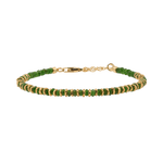 Renewal diopsite beaded bracelet with gold-plated sterling silver spacers for elegant stacking or solo wear.