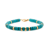 Turquoise & gold-plated sterling silver faceted bracelet for men, handcrafted with 6x3mm beads promoting inner peace.