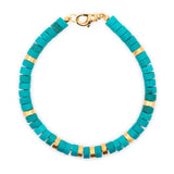 Serenity – Turquoise & Gold-Plated Sterling Silver Faceted Bracelet for Men 6x3mm