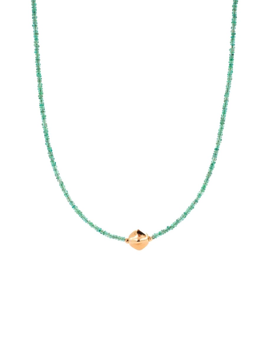 BEAMMORE Emerald Beaded 18K Gold Necklace – Beaded Gemstone Jewelry