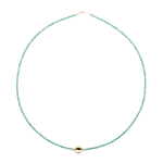 SHANGHAI Emerald Beaded Necklace in 18K Gold, elegant adjustable jewelry, classic sophistication and modern design.