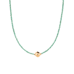 Elegant SHANGHAI Emerald Beaded Necklace with 18K Gold accent, adjustable 16"–18" length, representing growth and wisdom.