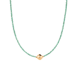 Elegant SHANGHAI Emerald Beaded Necklace with 18K Gold accent, adjustable 16"–18" length, representing growth and wisdom.