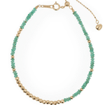 SHANGHAI Emerald Garden Light Beaded Bracelet with emerald beads and 18K gold accents, adjustable length for elegant layering.