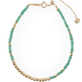 SHANGHAI Emerald Garden Light Beaded Bracelet with emerald beads and 18K gold accents, adjustable length for elegant layering.