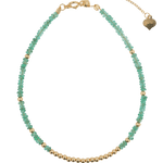 SHANGHAI Emerald Spring Glimmer Beaded Bracelet with 18K Gold accents, showcasing emerald beads for growth and wisdom.