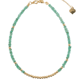 SHANGHAI Emerald Spring Glimmer Beaded Bracelet with 18K Gold accents, showcasing emerald beads for growth and wisdom.