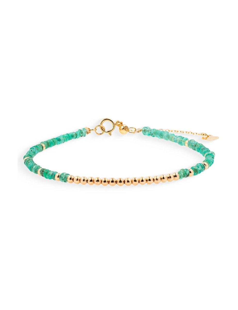 BEAMMORE Emerald Spring Glimmer Beaded 18K Gold Bracelet – Beaded Gemstone Jewelry
