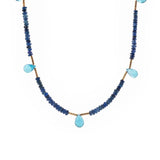 SHANGHAI Faceted Sapphire & Blue Topaz Drop Pendant Necklace in 18K Gold