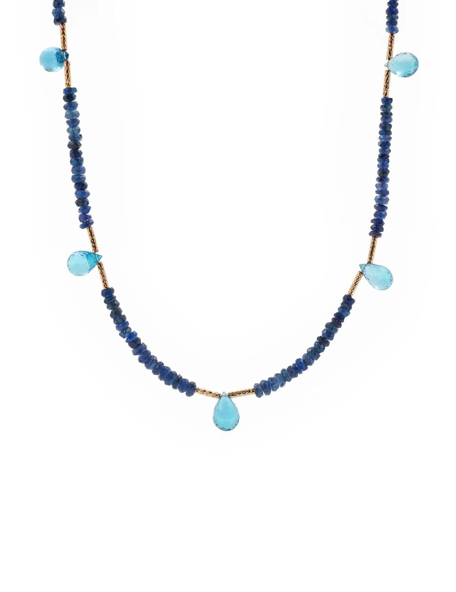BEAMMORE Sapphire & Blue Topaz 18K Gold Necklace – Faceted Gemstone Jewelry