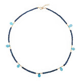 SHANGHAI Faceted Sapphire & Blue Topaz Drop Pendant Necklace in 18K Gold