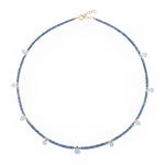 SHANGHAI Light Sapphire & Blue Topaz Drop Pendant Necklace, 18K Gold, adjustable length, handcrafted elegance.