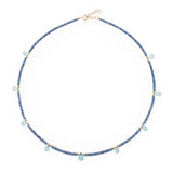 SHANGHAI Light Sapphire & Blue Topaz Drop Pendant Necklace in 18K Gold