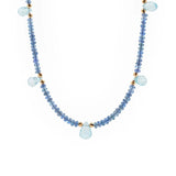 SHANGHAI Light Sapphire & Blue Topaz Drop Pendant Necklace in 18K Gold