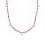 SHANGHAI Pink Sapphire & Citrine Drop Pendant Necklace in 18K Gold, showcasing vibrant gemstones in a minimalist design.