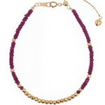 SHANGHAI Ruby Beaded Bracelet featuring gold accents, adjustable length, handcrafted with passion and vitality.