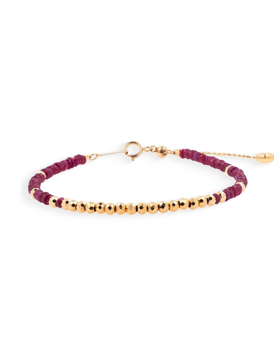 BEAMMORE Ruby Beaded 18K Gold Bracelet – Beaded Gemstone Jewelry
