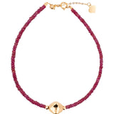 SHANGHAI Ruby Beaded Bracelet with Center Gold Bead in 18K Gold