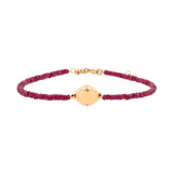 SHANGHAI Ruby Beaded Bracelet with Center Gold Bead in 18K Gold