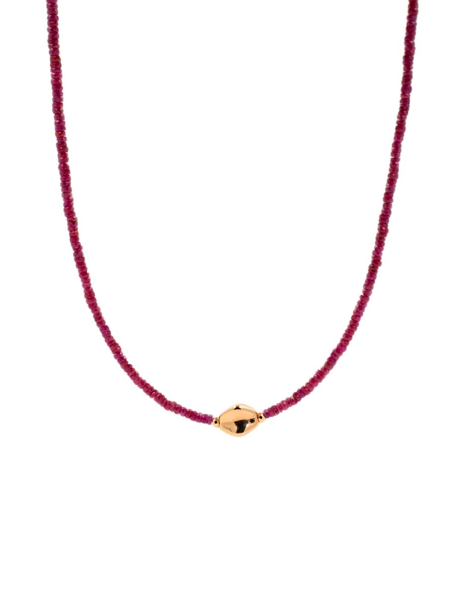 BEAMMORE Ruby Beaded 18K Gold Necklace – Beaded Gemstone Jewelry