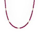 Vibrant SHANGHAI Ruby floral tube beaded necklace in 18K gold, showcasing passion and elegance.