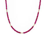 SHANGHAI Ruby Floral Tube Beaded Necklace in 18K Gold
