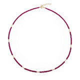 SHANGHAI Ruby Floral Tube Beaded Necklace in 18K Gold
