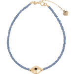 SHANGHAI Sapphire Beaded Bracelet with Gold Center Bead, 18K Gold, adjustable length, crafted with care.