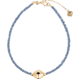 SHANGHAI Sapphire Beaded Bracelet with Gold Center Bead, 18K Gold, adjustable length, crafted with care.