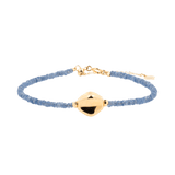 Elegant SHANGHAI Sapphire Beaded Bracelet with 18K Gold Center Bead, adjustable and handcrafted for timeless sophistication.