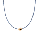 SHANGHAI Sapphire Beaded Necklace with 18K Gold accent, adjustable length, perfect for elegant gifting.