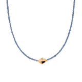 SHANGHAI Sapphire Beaded Necklace with 18K Gold accent, adjustable length, perfect for elegant gifting.