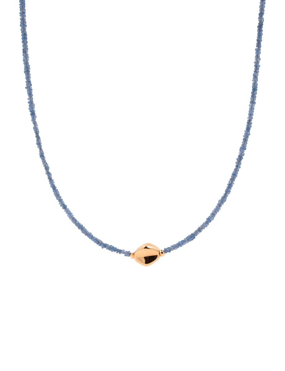 BEAMMORE Sapphire Beaded 18K Gold Necklace – Beaded Gemstone Jewelry