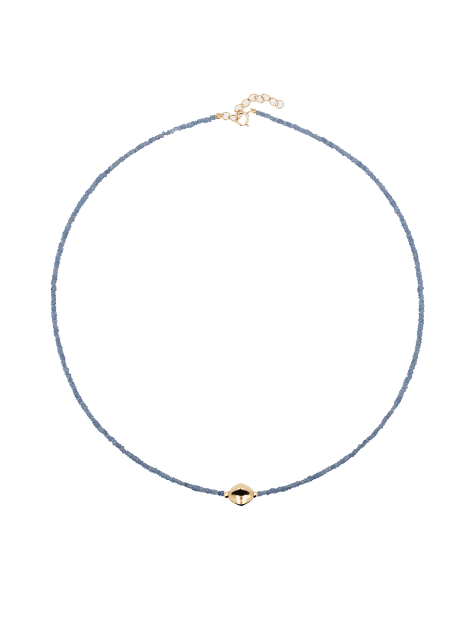 SHANGHAI Sapphire Beaded Necklace featuring 18K Gold accents, a refined piece for everyday elegance and meaningful gifting.