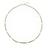 SHANGHAI Tsavorite Tube Necklace in 18K Gold, minimalist design with vibrant tsavorite beads and adjustable length.