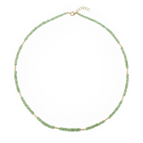 SHANGHAI Tsavorite Tube Necklace in 18K Gold, minimalist design with vibrant tsavorite beads and adjustable length.