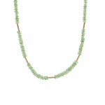 SHANGHAI Tsavorite Tube Necklace in 18K gold with vibrant green tsavorite beads, minimalist design, adjustable 16"-18" length.