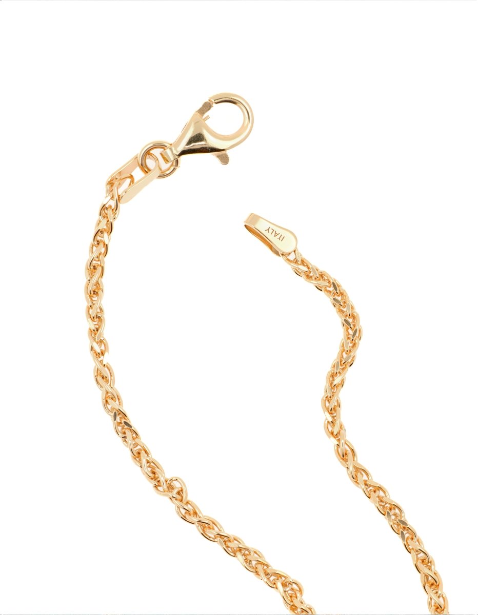 Close-up of wheat links, adjustable chain, lobster clasp in Italian 18K gold-plated 925 silver – BEAMMORE craftsmanship