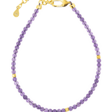 Amethyst dainty bracelet with silver spacer beads for spiritual growth and mental clarity.