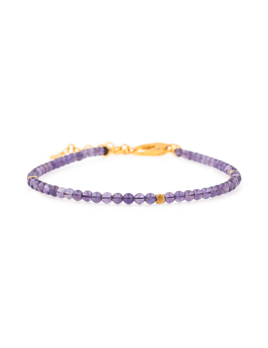 Spiritual Amethyst bracelet with silver spacer beads for intuition and spiritual growth.