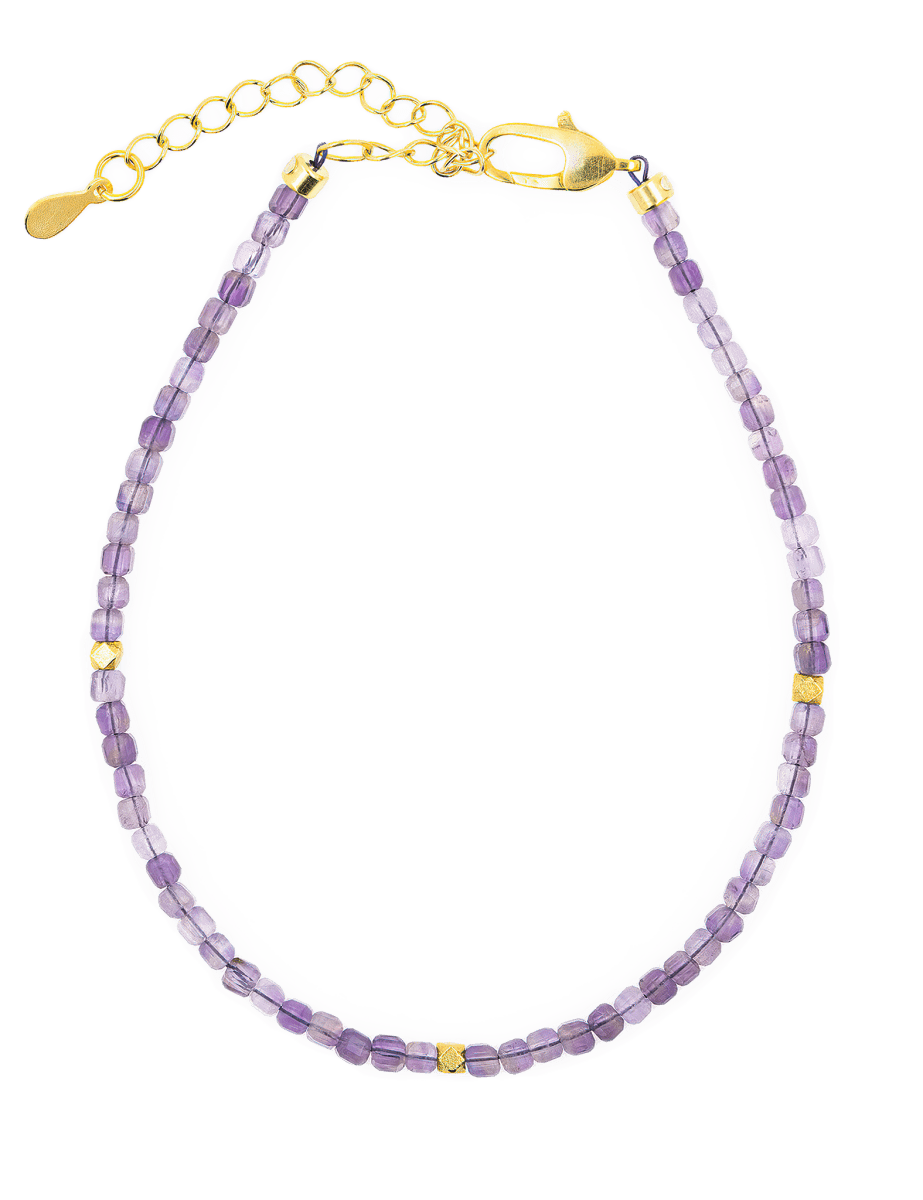 Spirituality Amethyst faceted bracelet with 925 silver spacer beads for meditation and self-discovery.