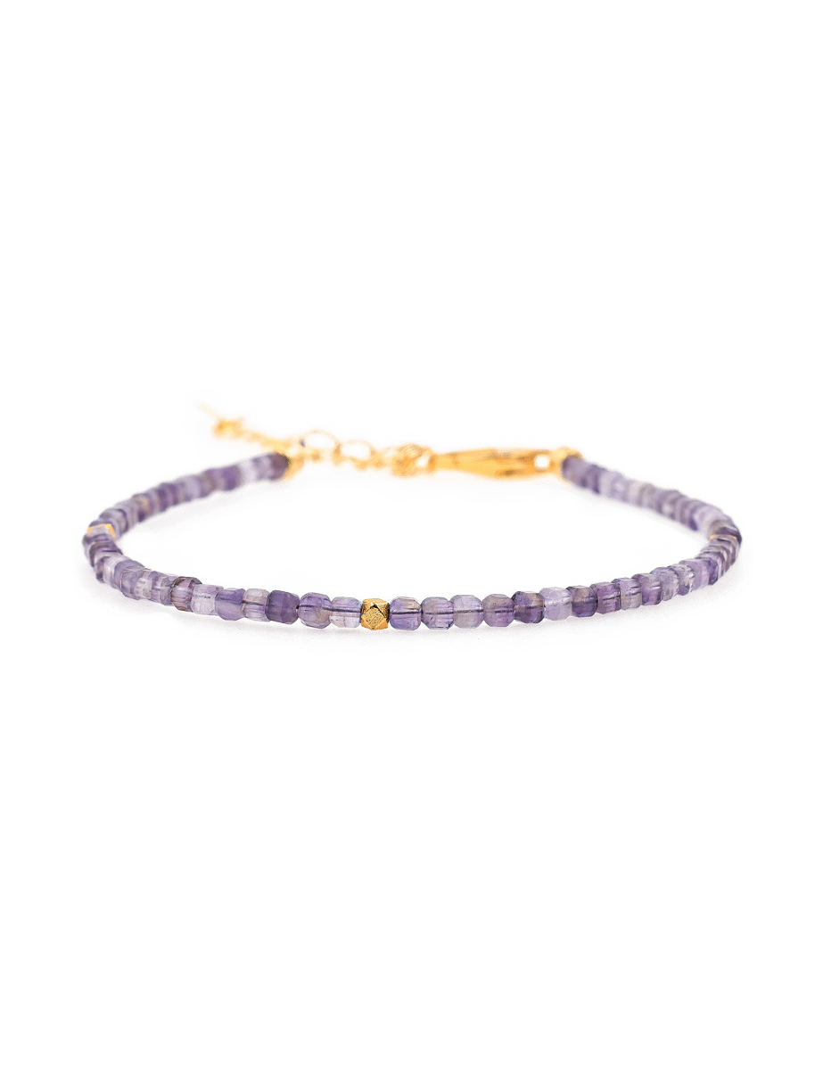 Spirituality Amethyst faceted bracelet with silver spacer bead, perfect for meditation and self-discovery.