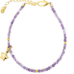 Spirituality Amethyst faceted bracelet with silver spacer bead and star charm for emotional balance and guidance.
