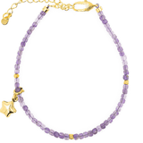 Spirituality Amethyst faceted bracelet with silver spacer bead and star charm for emotional balance and guidance.