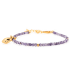 Amethyst faceted bracelet with silver bead and star charm symbolizing hope and guidance.