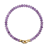 Amethyst February birthstone bracelet with faceted 3x4mm beads and 925 sterling silver clasp, symbolizing spirituality and peace.