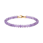 Amethyst February birthstone bracelet with faceted beads and gold clasp for spiritual growth and inner peace.