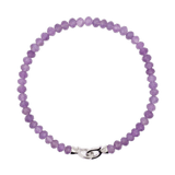 Amethyst bracelet with 3x4mm beads and 925 sterling silver clasp for spiritual growth and emotional balance.