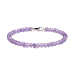 Amethyst February birthstone bracelet with 3x4mm beads and a sterling silver clasp for spiritual growth and clarity.