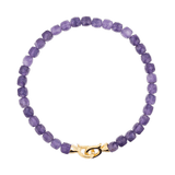 Amethyst bracelet for men featuring 4x4mm beads and a sterling silver clasp, symbolizing spirituality and emotional balance.